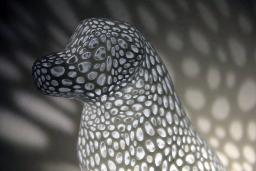 Voronoi Pes 2 – LED lampa - Bílá, 25cm