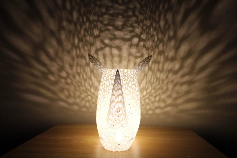 Voronoi Hlava Nosorožce – LED lampa - Bílá, 20cm