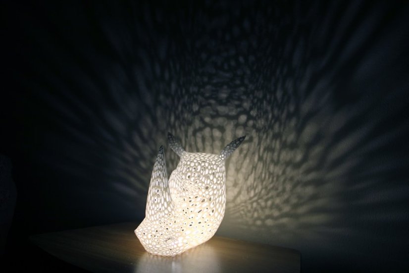 Voronoi Hlava Nosorožce – LED lampa - Bílá, 20cm