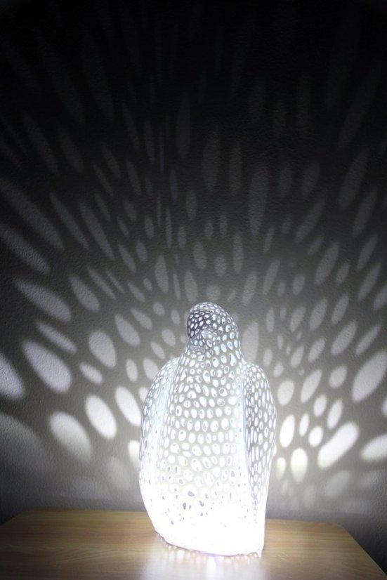 Voronoi Pták – LED lampa - Bílá, 25cm