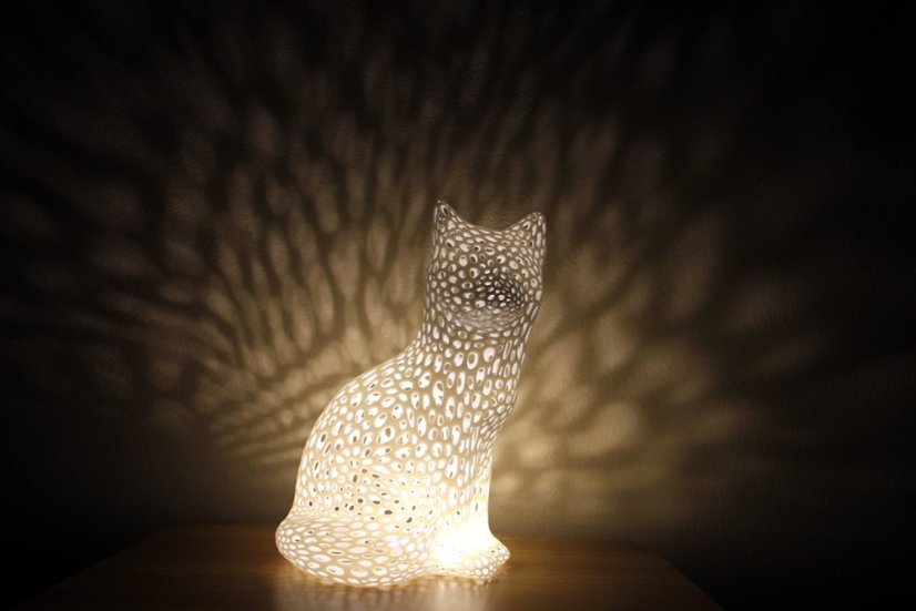 Voronoi Liška – LED lampa - Bílá, 25cm