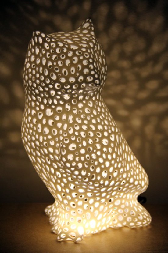 Voronoi Sova – LED lampa - Bílá, 25cm