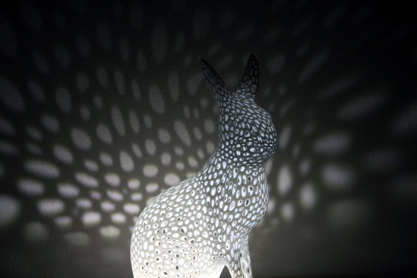 Voronoi Zajíc – LED lampa - Bílá, 25cm