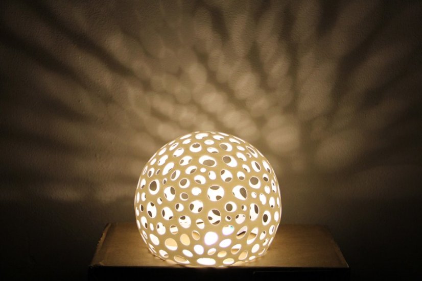 Voronoi Koule – LED lampa - Bílá, 20cm