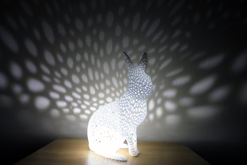 Voronoi Zajíc – LED lampa - Bílá, 25cm