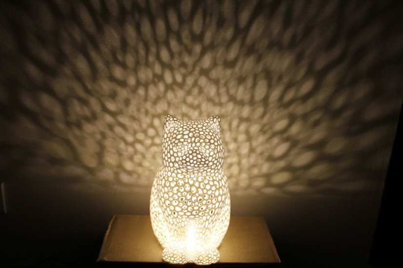 Voronoi Kočka – LED lampa - Bílá, 25cm
