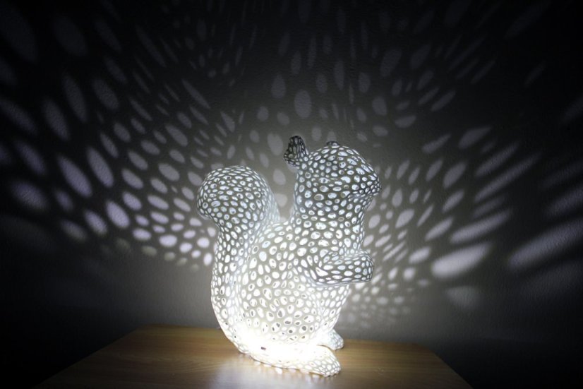 Voronoi Veverka – LED lampa - Bílá, 25cm