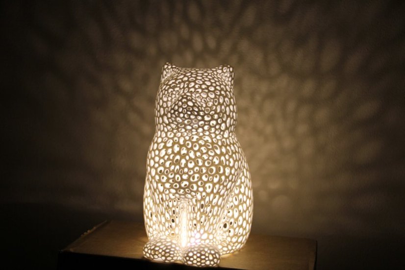 Voronoi Kočka – LED lampa - Bílá, 25cm