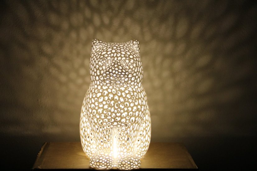 Voronoi Kočka – LED lampa - Bílá, 25cm