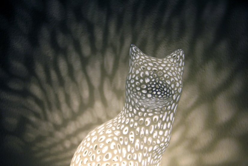 Voronoi Liška – LED lampa - Bílá, 25cm