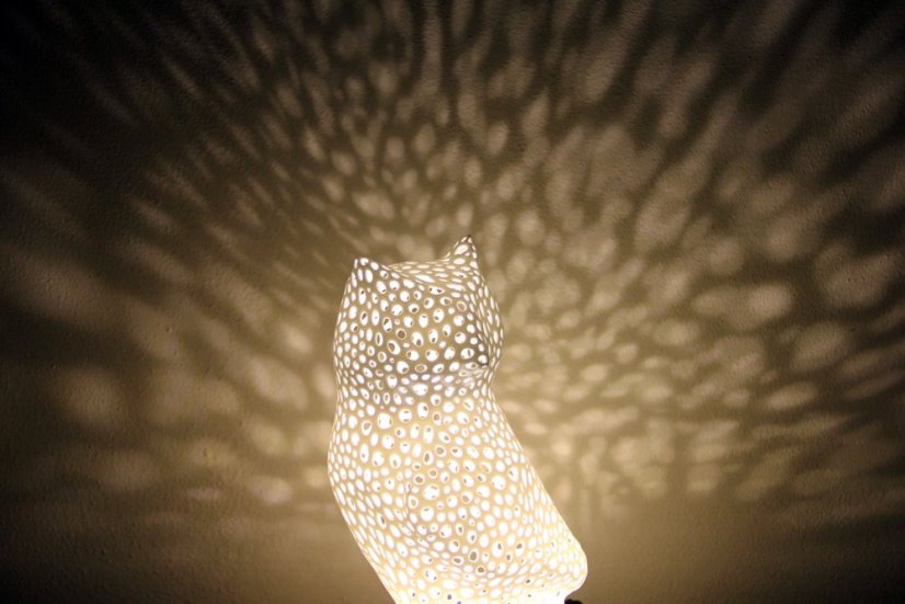 Voronoi Sova – LED lampa - Bílá, 25cm