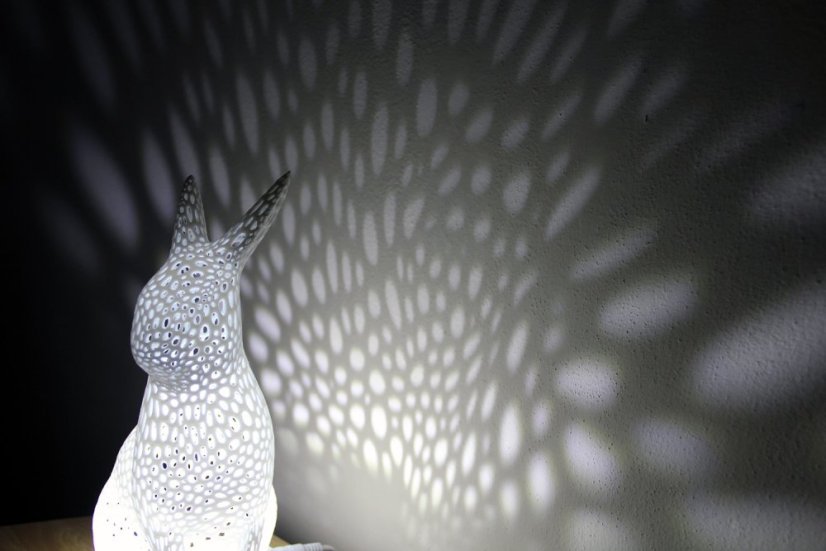 Voronoi Zajíc – LED lampa - Bílá, 25cm