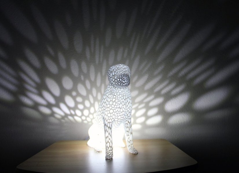Voronoi Pes 2 – LED lampa - Bílá, 25cm