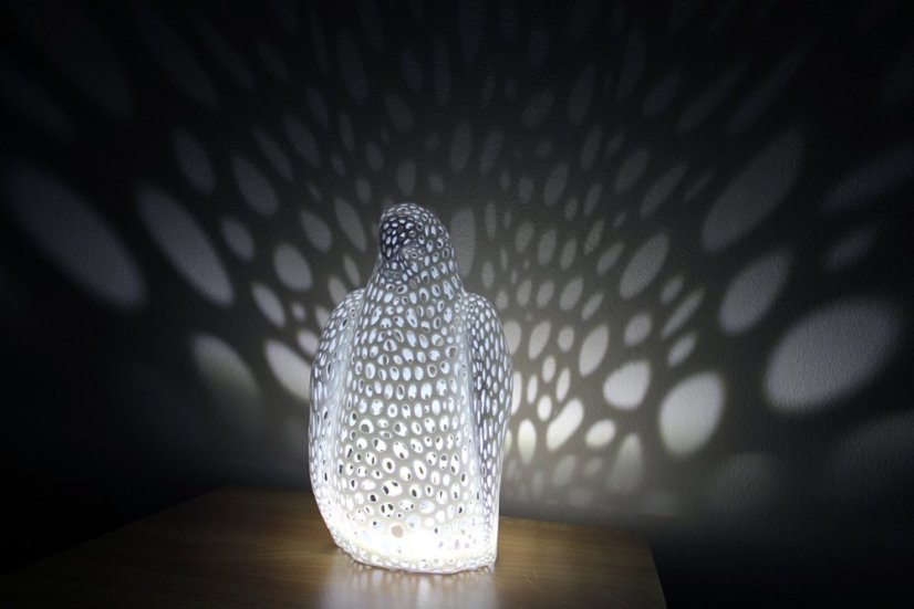 Voronoi Pták – LED lampa - Bílá, 25cm