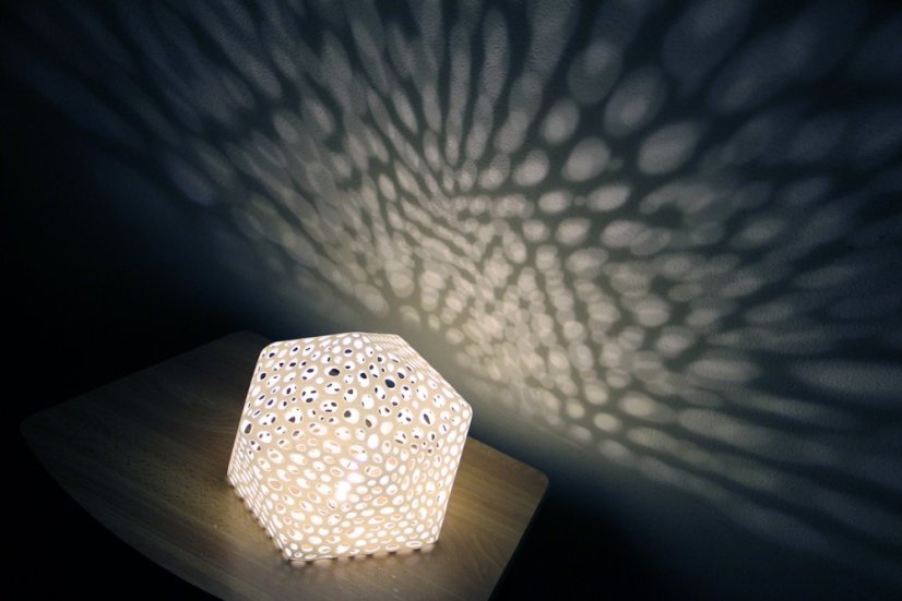 Voronoi Geometrická Koule– LED lampa - Bílá, 20cm