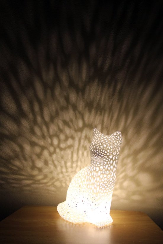Voronoi Liška – LED lampa - Bílá, 25cm