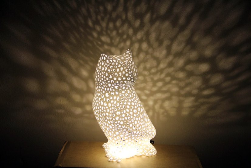 Voronoi Sova – LED lampa - Bílá, 25cm