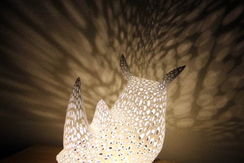 Voronoi Hlava Nosorožce – LED lampa - Bílá, 20cm