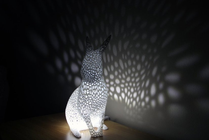 Voronoi Zajíc – LED lampa - Bílá, 25cm