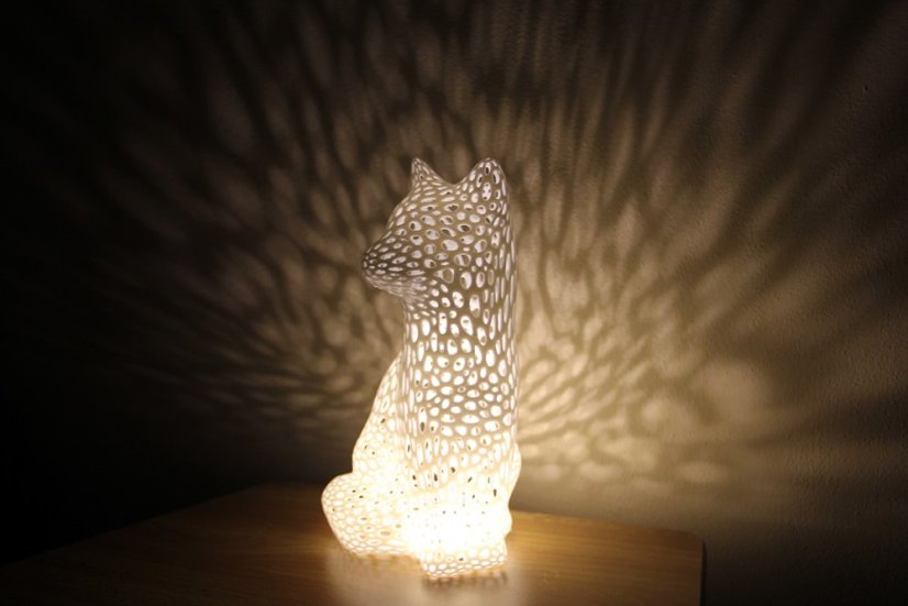 Voronoi Liška – LED lampa - Bílá, 25cm